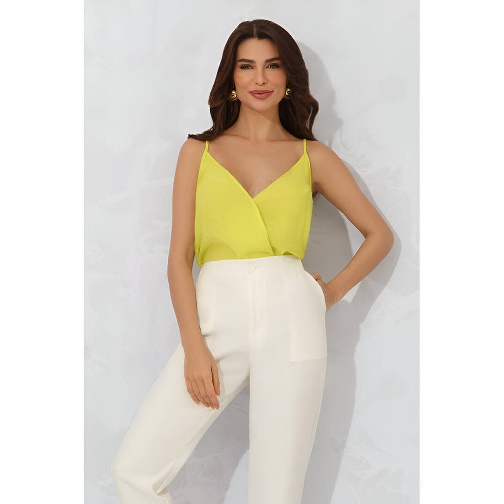 Blusa Feminina Alça Viscose Rajada Transpassada