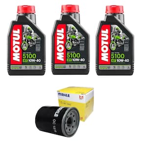 Kit Troca De Óleo 3X Motul 5100 10W-40 4T 1L 534 + 1 Filtro Mahle Xj6