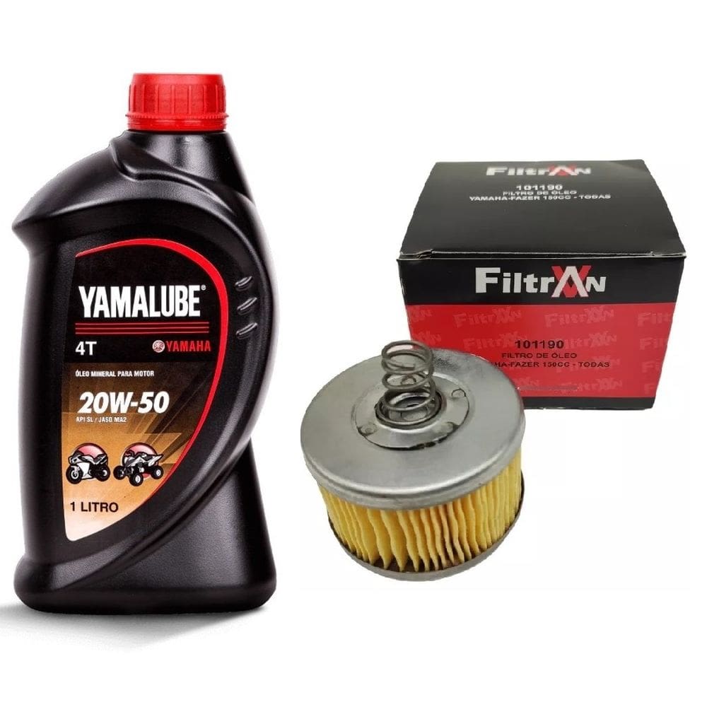 KIT 1 OLEO YAMALUBE 4T 20W50 MINERAL API SL + 1 Filtro FILTRAN CROSSER 150 FAZER150 FACTOR 150-125