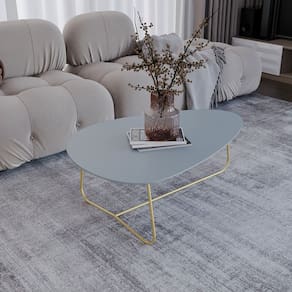 Mesa de Centro Trude Organica 35cm X 90cm X 60cm Cristal / Dourado