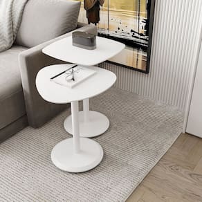 Conjunto Mesa de Canto Keva 40x40x53cm Branco