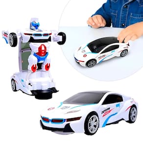 Carro Transformar Robô 2 Em 1 Bate E Volta Luzes Musica Brinquedo Infantil