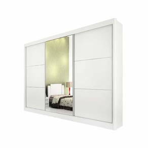 Guarda Roupa Casal Com Espelho 3 Portas 6 Gavetas Los Angeles D`Doro Móveis Branco