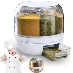 Porta Condimento Disponser Alimentos Giratório 360° Para Grãos Cereais 6 Divisórias