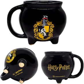 Caneca 3D Caldeirão Lufa-Lufa Hufflepuff Porcelana 500ml Oficial Harry Potter