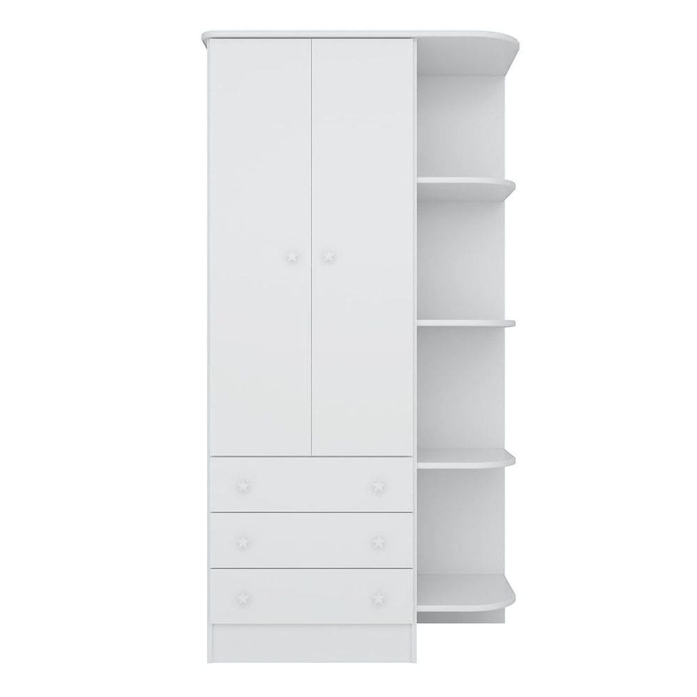 Guarda Roupa C/ Cantoneira Quarto Infantil Bebê 2 Portas 3 Gavetas 6 Prateleiras 1 Cabideiro 825