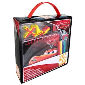 Kit Disney Carros 3 Carimbos, Cartela de Adesivios, 1 Livro de Atividades, 1 Almofada de Carimbo, 4 Marcadores