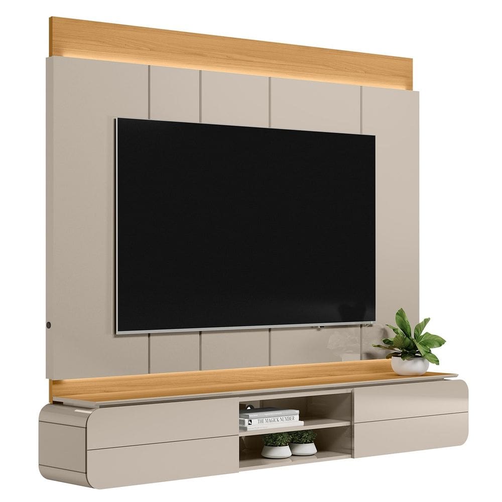 Painel Para TV Suspenso 75 Pol 200cm Macau L06 Tauari/Off - Mpozenato