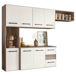 Armário de Cozinha Compacta Suspensa Jully N03 Carvalho/Off White - Mpozenato