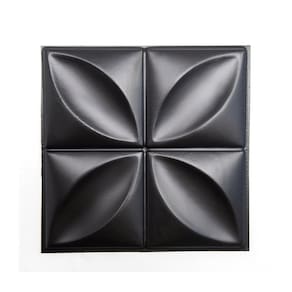 Kit 4 Placas Revestimento De Parede Pvc 3D Petalas - Preto