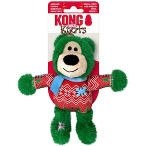 Brinquedo Kong Holiday Knots Pelúcia Ursinho Com Corda e Apito Para Cachorro Pequeno - Verde