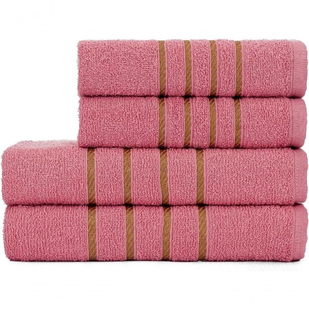 Jogo De Toalha 2 Banho + 2 Rosto Montreal 100% Algodão Alta Absorção Rosê