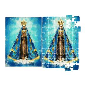 Quebra Cabeça Religioso N Sra Aparecida 19x27cm c/ 60 peças