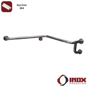 Barra De Apoio Horizontal Inox Com Curva - Modelo 02 - Inox 340 - 80X80x12 Cm