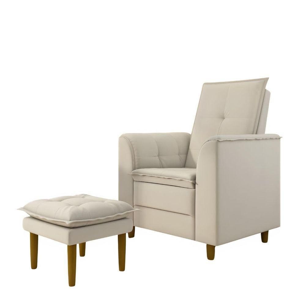 Kit Poltrona E Puff Amamentação Confortável Ternura Suede bege