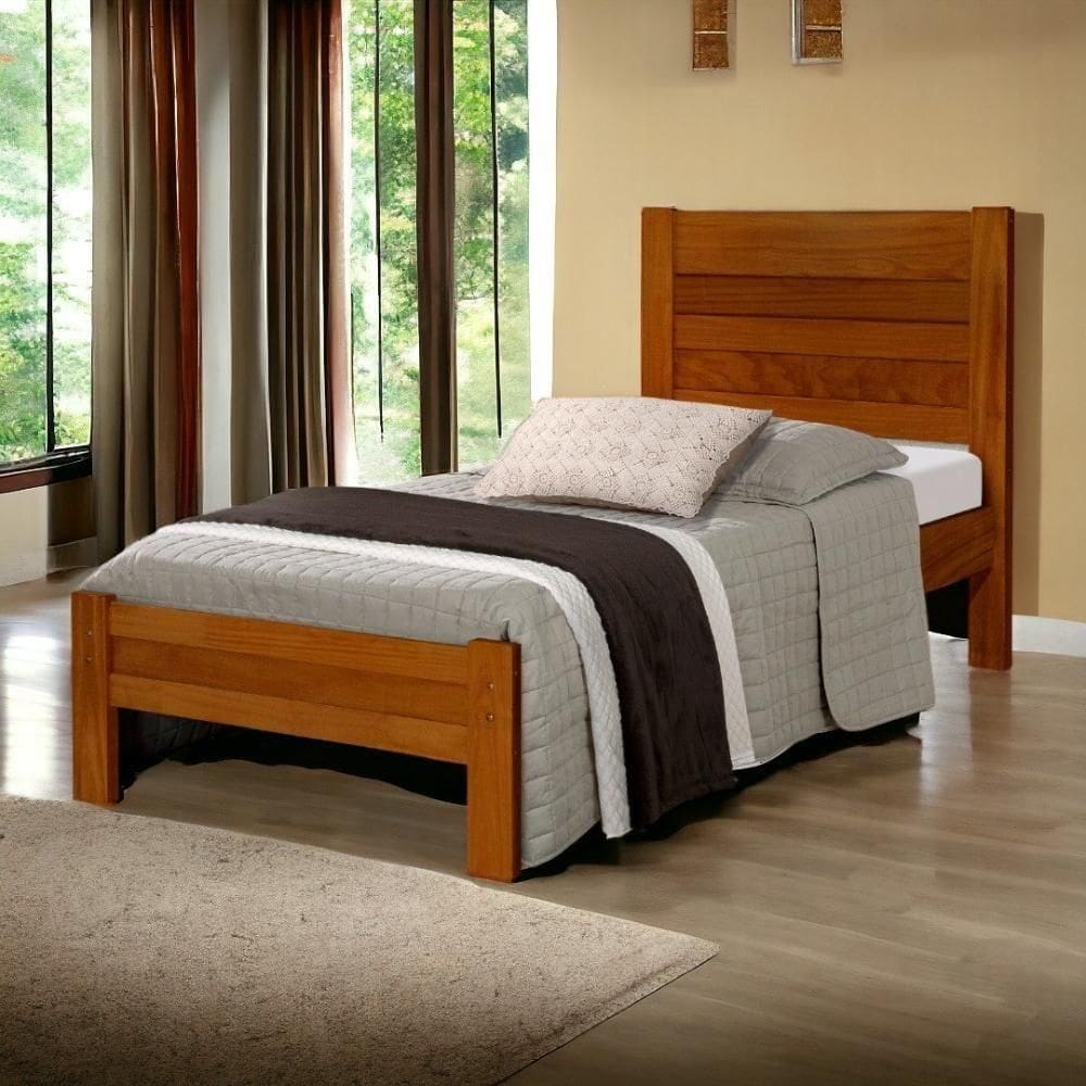 Cama Solteiro Lara Castanho Com Colchão Atraente