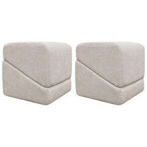 Kit 2 Puff Decorativo Para Sala Sense Boucle Persa Bege Bouclé