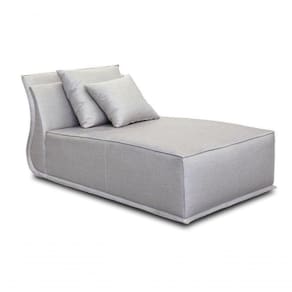 Chaise Long Estofada Tecido Cinza Recamier 1,63mt Micaela