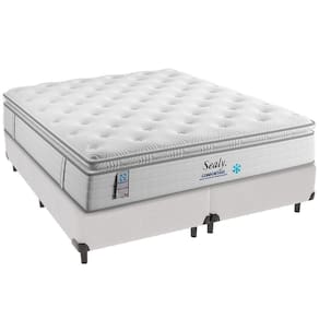 Cama Box Branco E Colchão Confort Gel Molas Ensacadas Com Pillow Top Queen Sealy