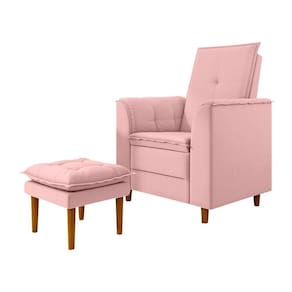 Poltrona Decorativa Amamentação Reforçada Puff Mavie Veludo rosa