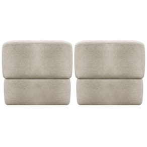 Kit 2 Puff Decorativo Para Sala Aloy Persa Bege Bouclé