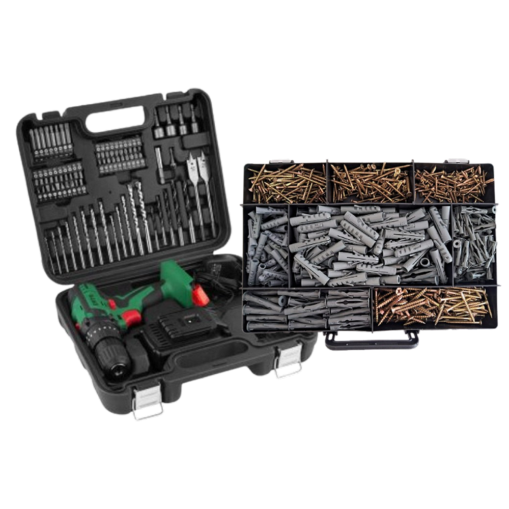 Parafusadeira furadeira bateria PFD 074 DWT + Kit 700 pçs