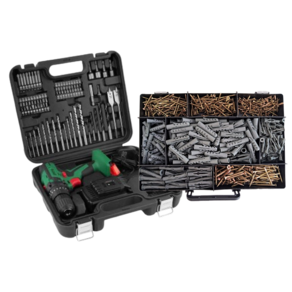 Parafusadeira furadeira bateria PFD 074 DWT + Kit 700 pçs
