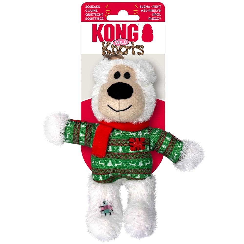Brinquedo Kong Holiday Knots Pelúcia Ursinho Com Corda e Apito Para Cachorro Médio e Grande - Branco