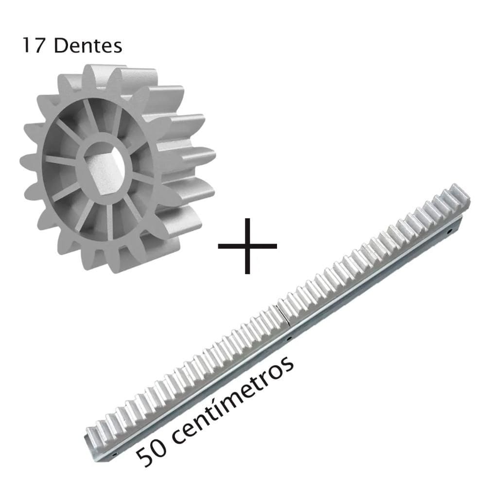 Cremalheira de Alumínio 50cm + Engrenagem 17 Dentes