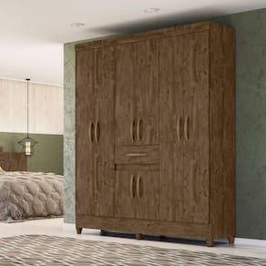 Guarda Roupa Casal 8 Portas 165x204cm Portugal Moval Castanho