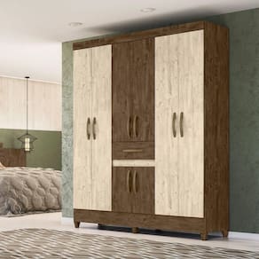 Guarda Roupa Casal 8 Portas 165x204cm Portugal Moval Castanho Avelã