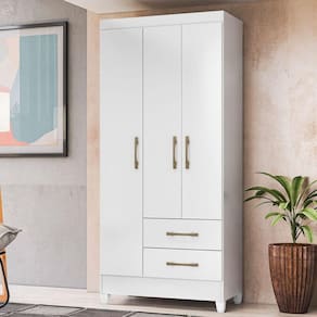 Guarda Roupa de Solteiro com 3 Portas 82x182cm Lima Moval Branco Flex