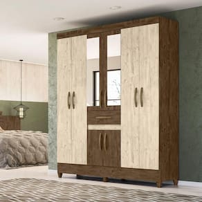 Guarda Roupa com Espelho 165x204cm Portugal Moval Castanho Avelã