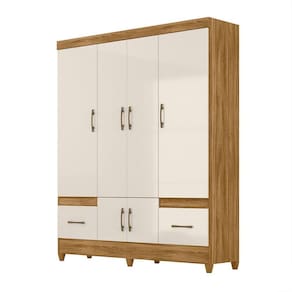 Guarda Roupa 6 Portas 2 Gavetas 165x204cm Ms912 Moval Freijó Off White