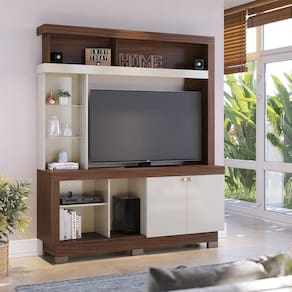 Estante TV Até 50 Pol 160x188cm Valença Colibri Nogueira Off White