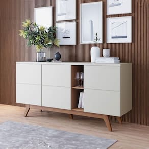 Buffet Aparador com 3 Portas 160x80cm Noronha Colibri Off White Freijó