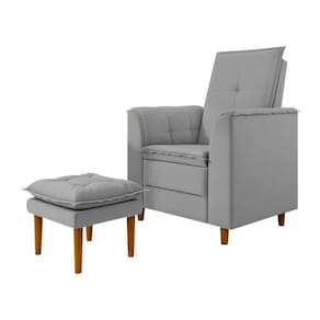 Poltrona Decorativa Amamentação Reforçada Puff Mavie Veludo cinza
