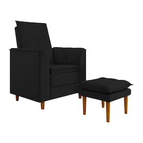 Poltrona Decorativa Amamentação Reforçada E Puff Luly Suede preto