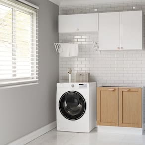 Lavanderia Modulada 3 Peças sem Tampo 2 Aéreos 4 Portas 1 Balcão Arizona Cabecasa Madeiramadeira Branco/Figueira