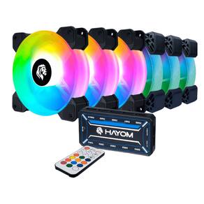 Kit 6 Fans Hayom Led RGB 120mm C/ Controladora - FC1306