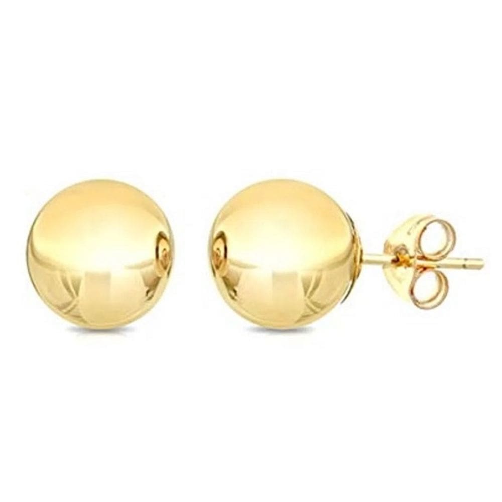 Brinco de Bolinha Lisa 8 mm Banhado a Ouro