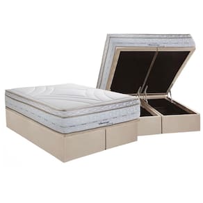 Conjunto Box Baú King: Colchão Molas Herval Maxspring American + Base CRC Suede Clean (193x203)