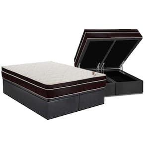Cama Box Baú Queen: Colchão Ortopédico Ortobom Exclusive + Base CRC Suede Gray (158x198)