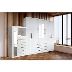 Guarda Roupa 2 Peças (1GuardaRoupa+1Cômoda) QC140 Branco - Santos Andirá
