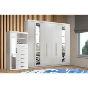Guarda Roupa 2 Peças (1GuardaRoupa+1Cômoda) QC143 Branco - Santos Andirá