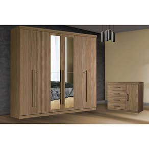 Guarda Roupa 2 Peças (1GuardaRoupa+1Cômoda) QC193 Jatobá - Santos Andirá