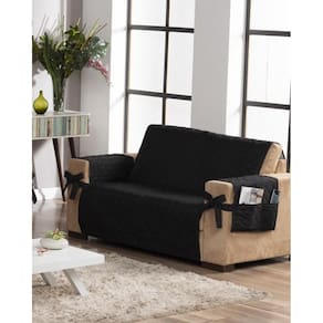 Kit Protetor De Sofá 2 Lugares Preto Porta Objetos E Laço