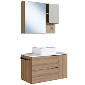 Conjunto Gabinete com Cuba e Espelheira 80cm Mell Branco Arenas PRODDY