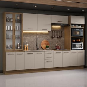 Armário de Cozinha Completa 340cm Rustic/Crema Agata Madesa 01
