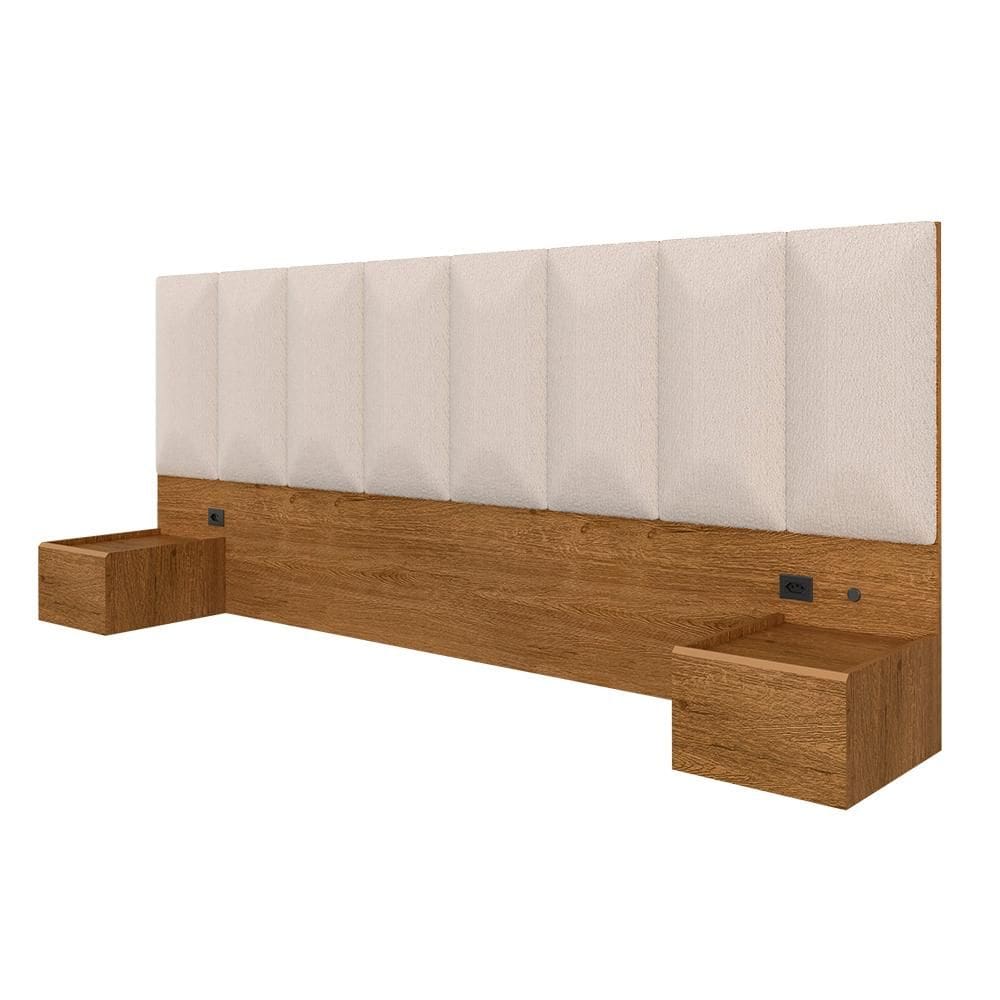 Cabeceira Suspensa Cama Queen Bulgária C/led Fre/bouclé Off White - Ma